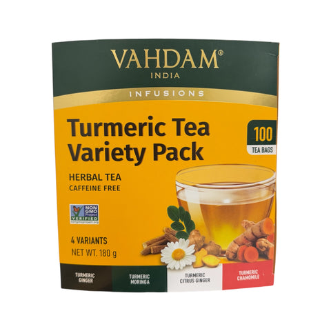 Paquete de te variado de cúrcuma - 4 variantes / 180g - Vahdam India