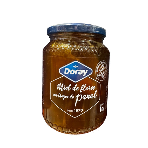 Miel de flores con trozos de panal tarro - 1kg - Doray