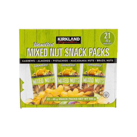 Paquetes de Frutos Secos Mixtos Sin Sal - 21x45g- Kirkland Signature