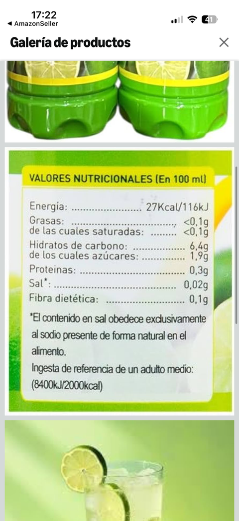 Limasol Lima Exprimida, Jugo de Lima Natural Concentrado, Pack de 2 Botellas x 1L