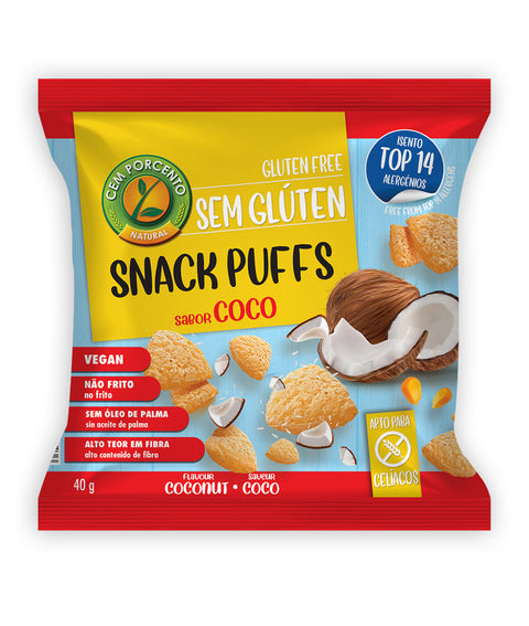 Snack Puffs Sabor a Coco - 40 g - Cem Porcento