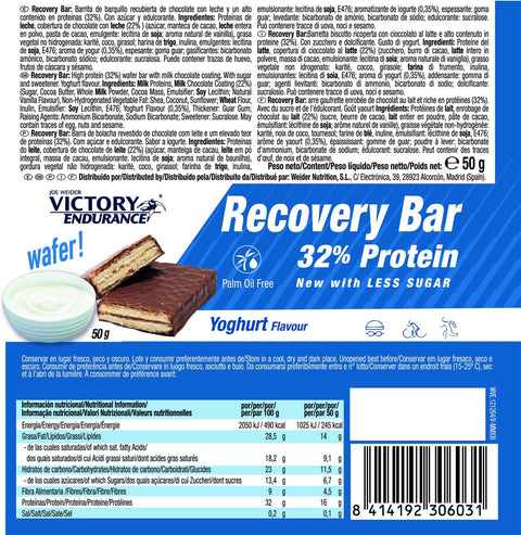 Barritas de recuperación sabor yogur 32 % de proteína y cobertura de chocolate - 12 X 50 g - Victory Endurance