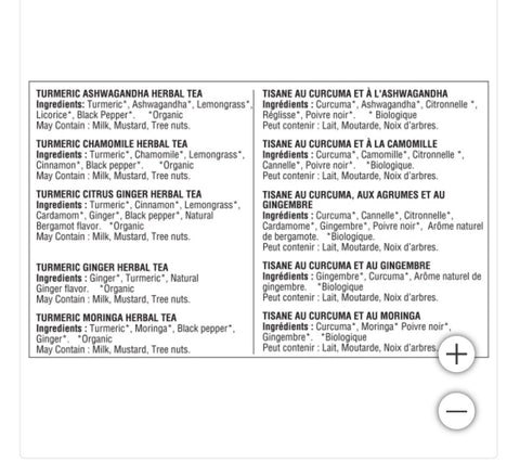 Paquete de te variado de cúrcuma - 4 variantes / 180g - Vahdam India