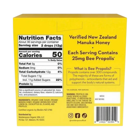 Manukka Gotas de miel y limón - 60 gotas /360g - Wedderspoon