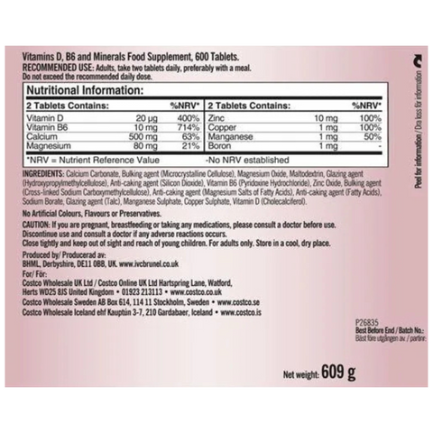 Calcio, Magnesio + Zinc - 600 Cápsulas - Kirkland