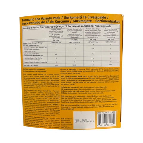 Paquete de te variado de cúrcuma - 4 variantes / 180g - Vahdam India