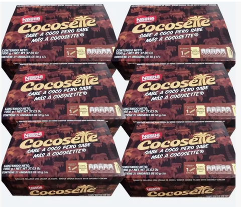 Cocosette Galleta con crema sabor a coco - 1050g (21 unidades ) X 6  - Nestlé
