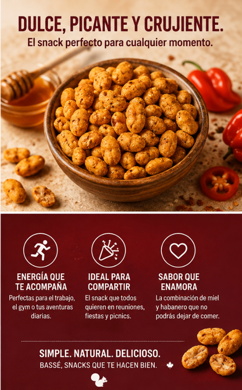 Cacahuetes con Miel y Habanero – 1 kg- Bassé