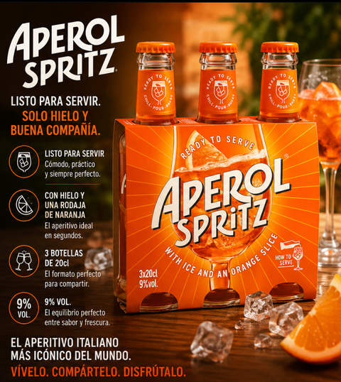 Aperol Spritz Ready to Serve – Pack 3 x 20 cl