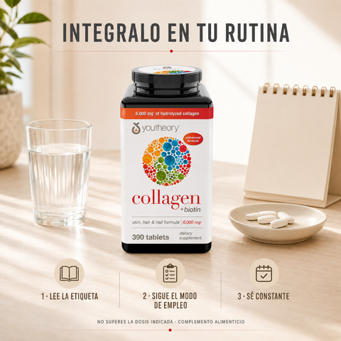 Colágeno + biotina - 390 tabletas -  YouTheory