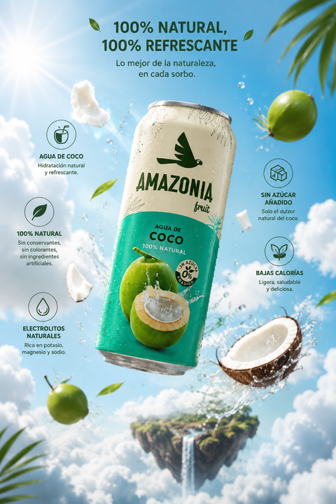 Agua de Coco 100% Natural sin Azúcares Añadidos - Pack 12 · Tesoro Natural/ Amazonia