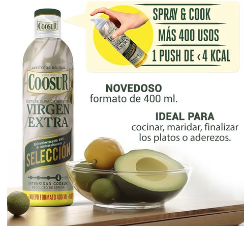Aceite de Oliva Virgen Extra - Pulverizador Aceite en Spray - 400 ml - Coosur