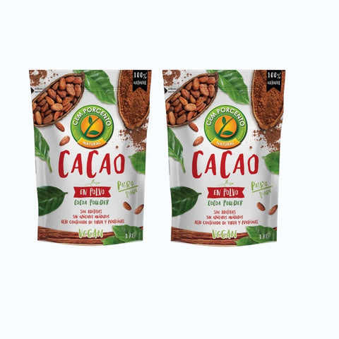 Cacao puro en polvo Cem Porcento - Pack 2 x 1 kg