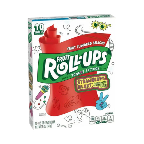 Fresa con tatuajes de lengua  - 10 rolls - Fruit Roll-Ups