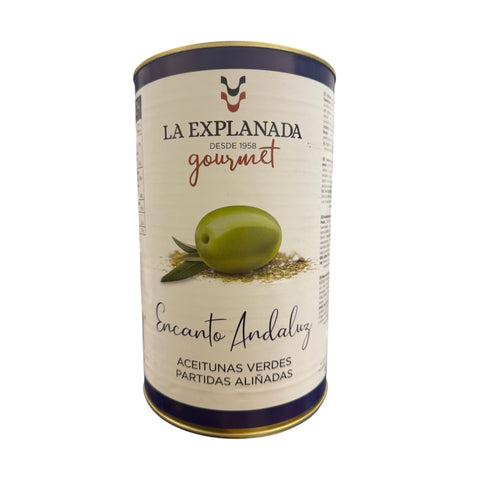 Aceitunas verdes partidas aliñadas - 4.1 kg - La explanada