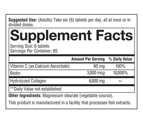 Colágeno + biotina - 390 tabletas -  YouTheory