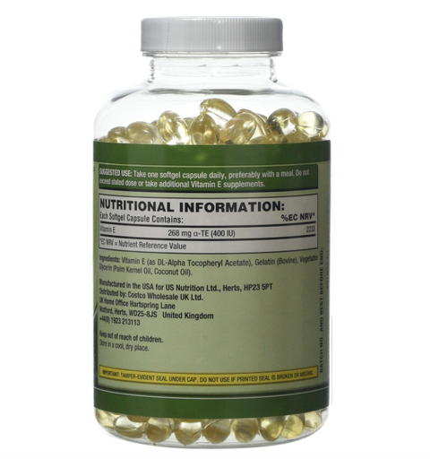 Vitamina E - E-400 IU de dl- alfa tocoferol - 268 mg - 500 tabletas
