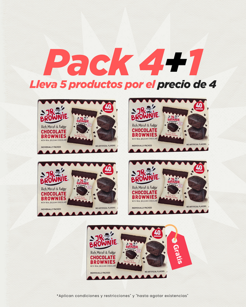 Brownie con Chocolate Belga - JR.BROWNIE (4+1 Regalo) (Oferta Limitada)
