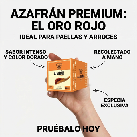 Azafrán hebra - 100 mg - contiene 50 sobres (total 5 g) - Pote