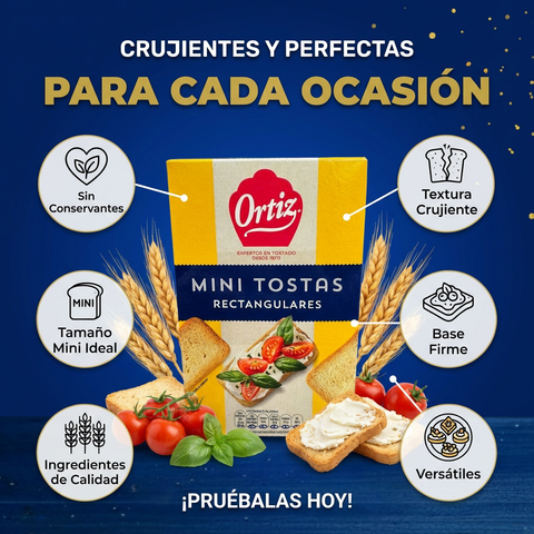 Mini Rectangular Toasts - 30 Slices 100gr - Ortiz