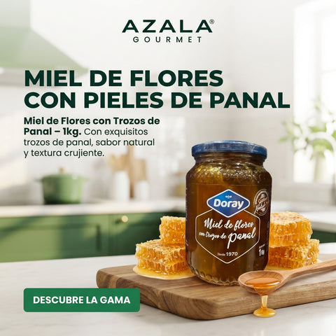 Flower honey with honeycomb pieces jar - 1kg - Doray 