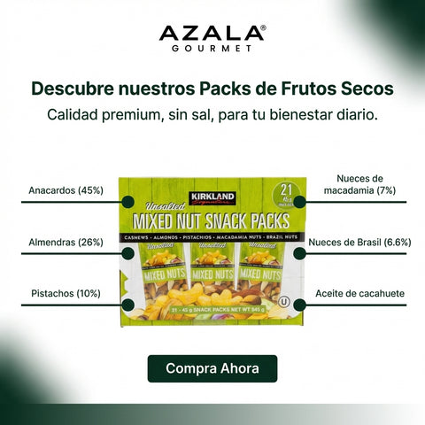 Paquetes de Frutos Secos Mixtos Sin Sal - 21x45g- Kirkland Signature