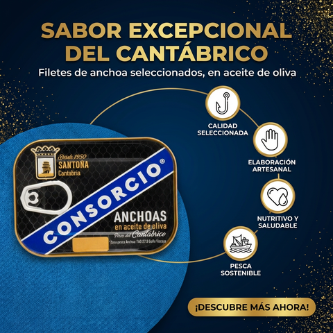 Serie de oro Anchoa del Cantabrico en aceite de oliva frasco 50 gne (74 g) - Consorcio