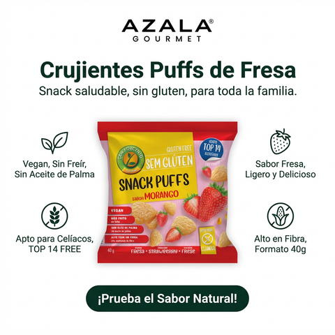 Snack Puffs Sabor a Fresa - 40 g - Cem Porcento