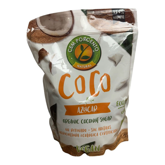 Azúcar de coco orgánica - Cem Porcento - 1 Kg - AZALA GOURMET