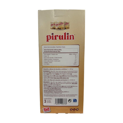 Barquillos con crema de avellana - 3 x 300g - Pirulin