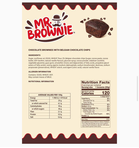 Brownie con Chocolate Belga - caja x 40 unidades (25g) - JR.BROWNIE - AZALA GOURMET