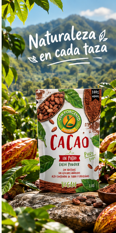 100% Natural Cocoa Powder - 1Kg - Cem Percento