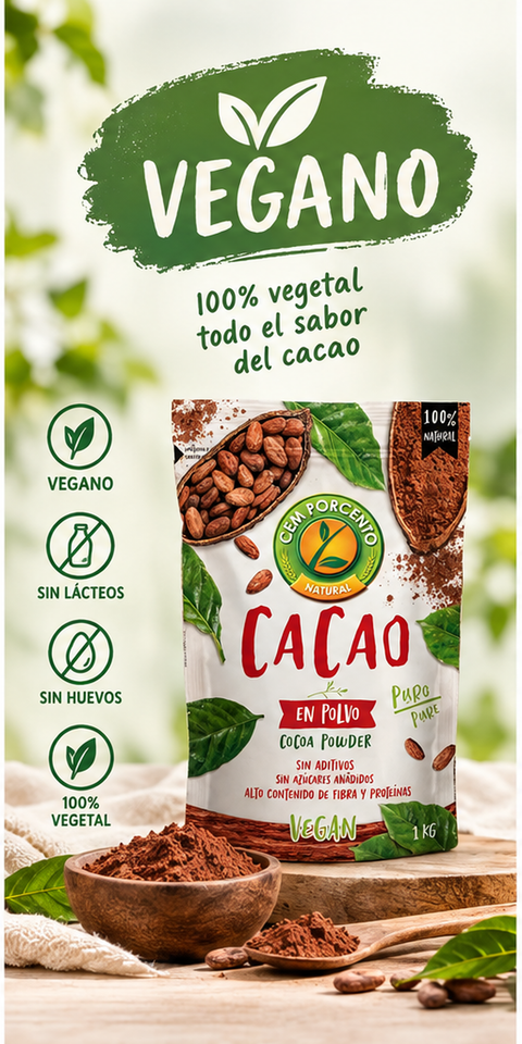100% Natural Cocoa Powder - 1Kg - Cem Percento
