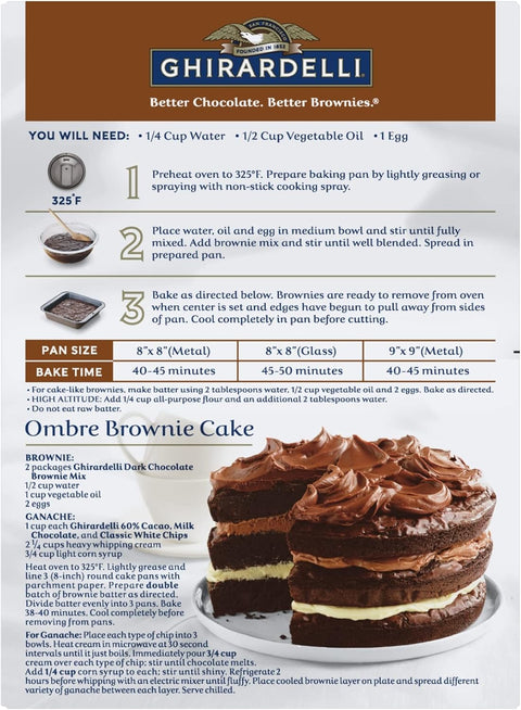 Dark Chocolate Brownie Mix - 4x556gr - Ghirardelli