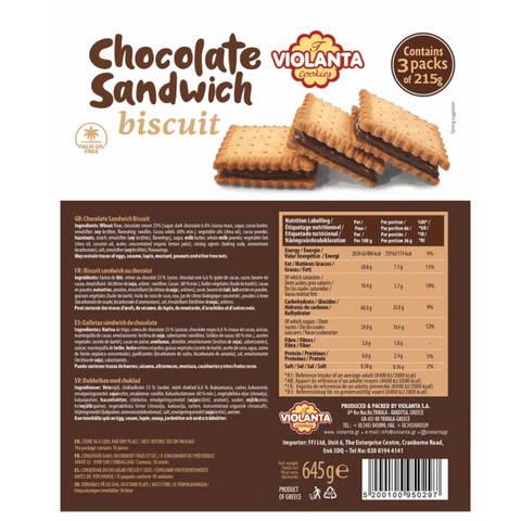 Galletas Rellenas de Chocolate - 645g - Violanta