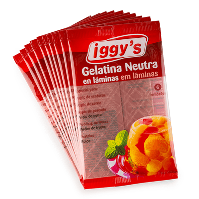 Gelatina neutra - 6 Laminas x 10 paquetes - iggy´s - AZALA GOURMET