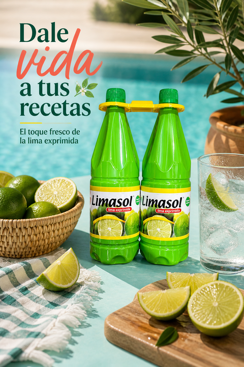 Limasol Lima Exprimida, Jugo de Lima Natural Concentrado, Pack de 2 Botellas x 1L