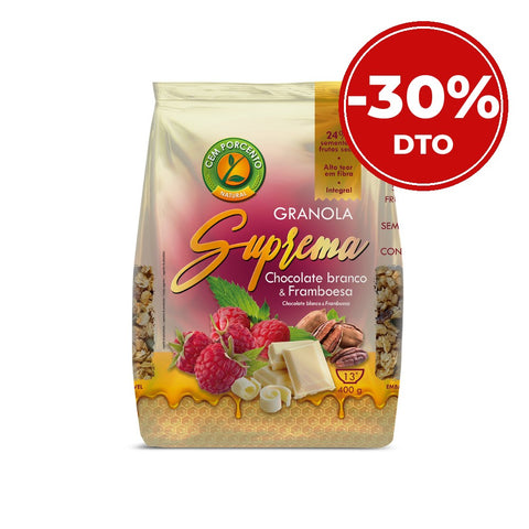 Granola Suprema Chocolate Blanco y Frambuesa Cem Porcento - 30% de descuento