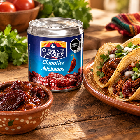 Chipotles adobados Clemente Jacques con tacos