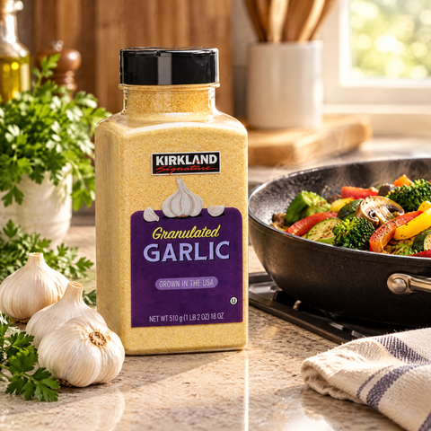 Ajo granulado Kirkland Signature en la cocina