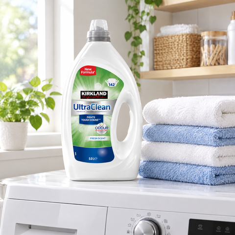 Detergente Kirkland Signature Ultra Clean Bio 5 L en la lavandería