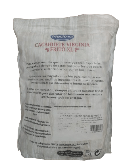 Medina Cacahuete Virginia Frito XL Snack Saludable 1KG - AZALA GOURMET