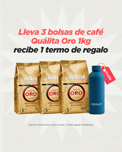 3 Bolsas Café Quálita Oro - 1 Kg - Lavazza (Termo Regalo)