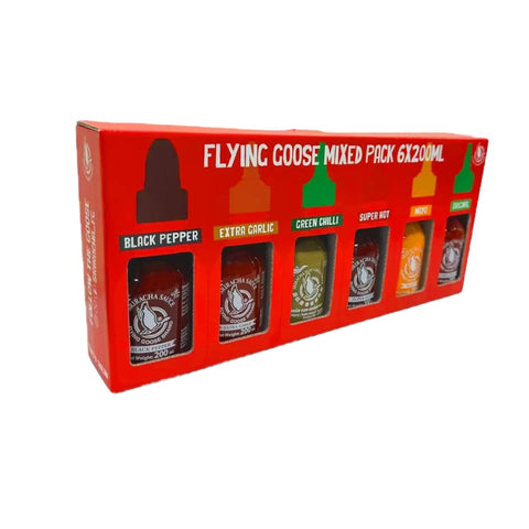 Sriracha Hot Sauce Assorted Flavors - 6 x 200 ml - Flying Goose