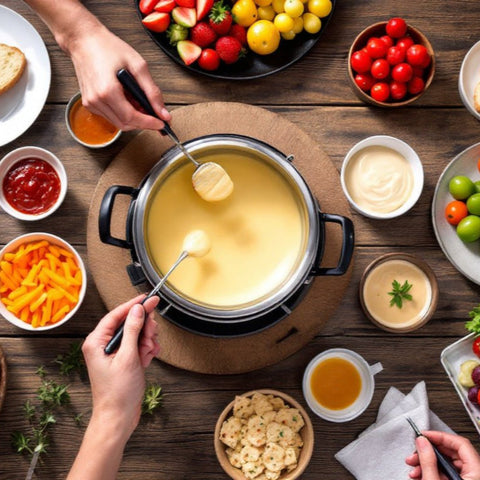 Set Fondue familiar, Volumen 1.2 L, 800 W, Con cuencos para salsa, Acero Inoxidable - Princess