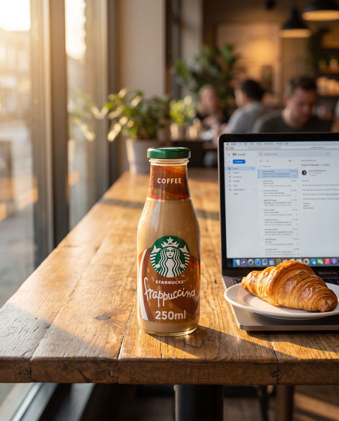Starbucks Frappuccino café frío listo para tomar en mesa de café