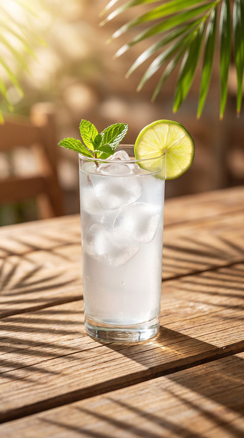 Agua de coco con hielo lima y menta hidratacion natural