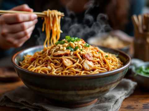 Yakisoba – Pack 10x110gr - Sabor a Pollo y Cacahuate -  Noodle Master